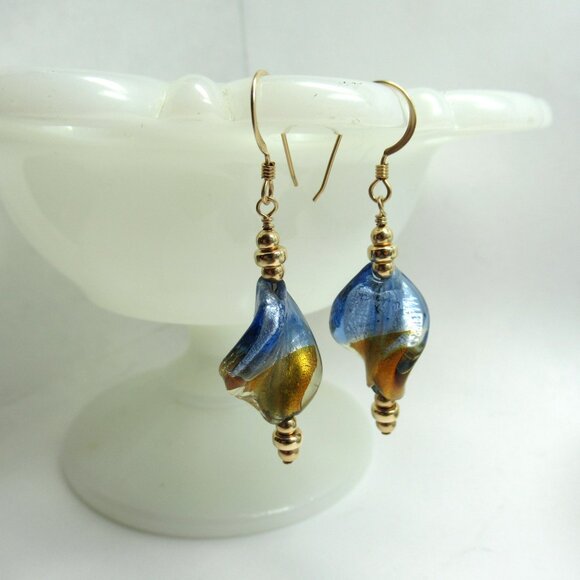 Vintage bead and 14kt gf earrings - Picture 5 of 11